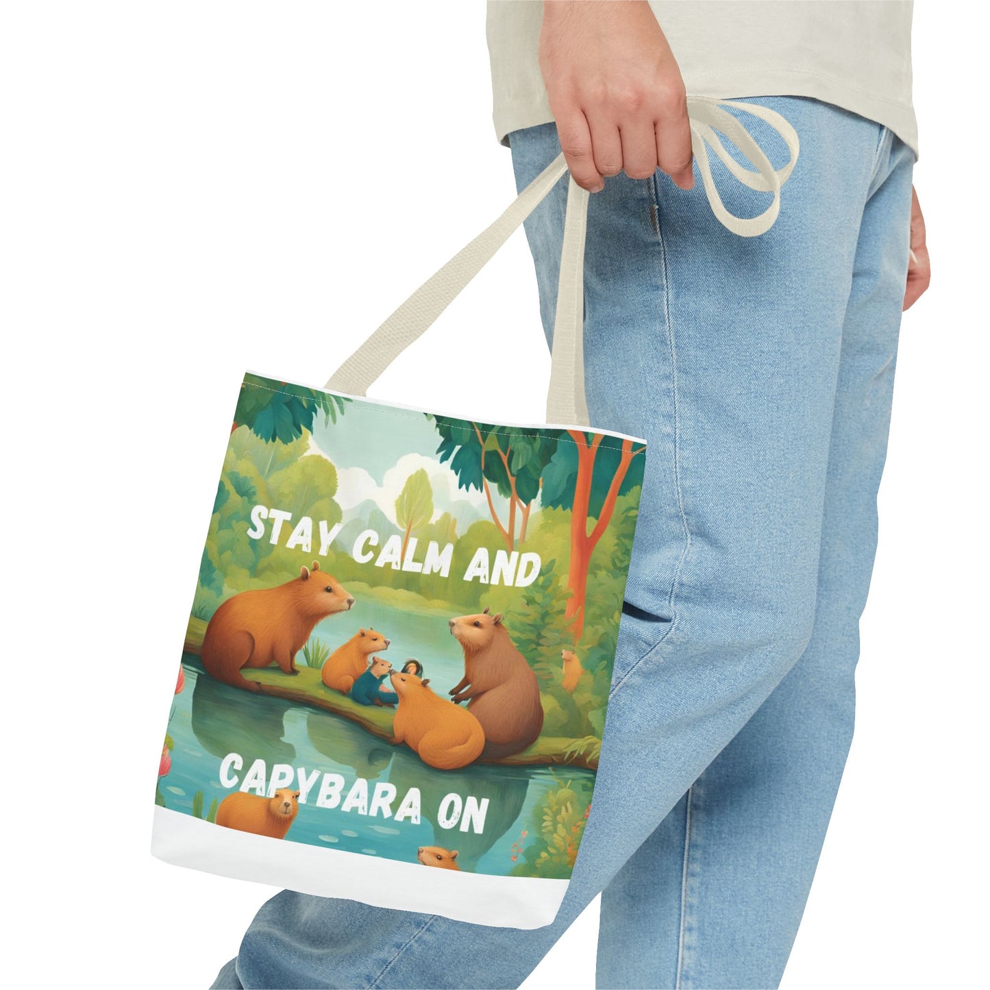 Stay Calm and Capybara On Tote Bag