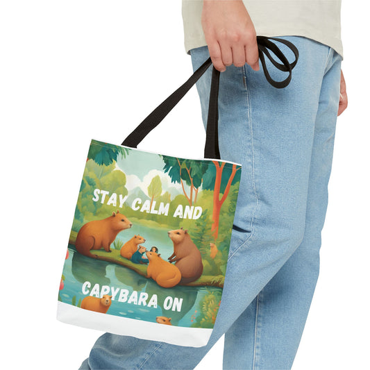 Stay Calm and Capybara On Tote Bag