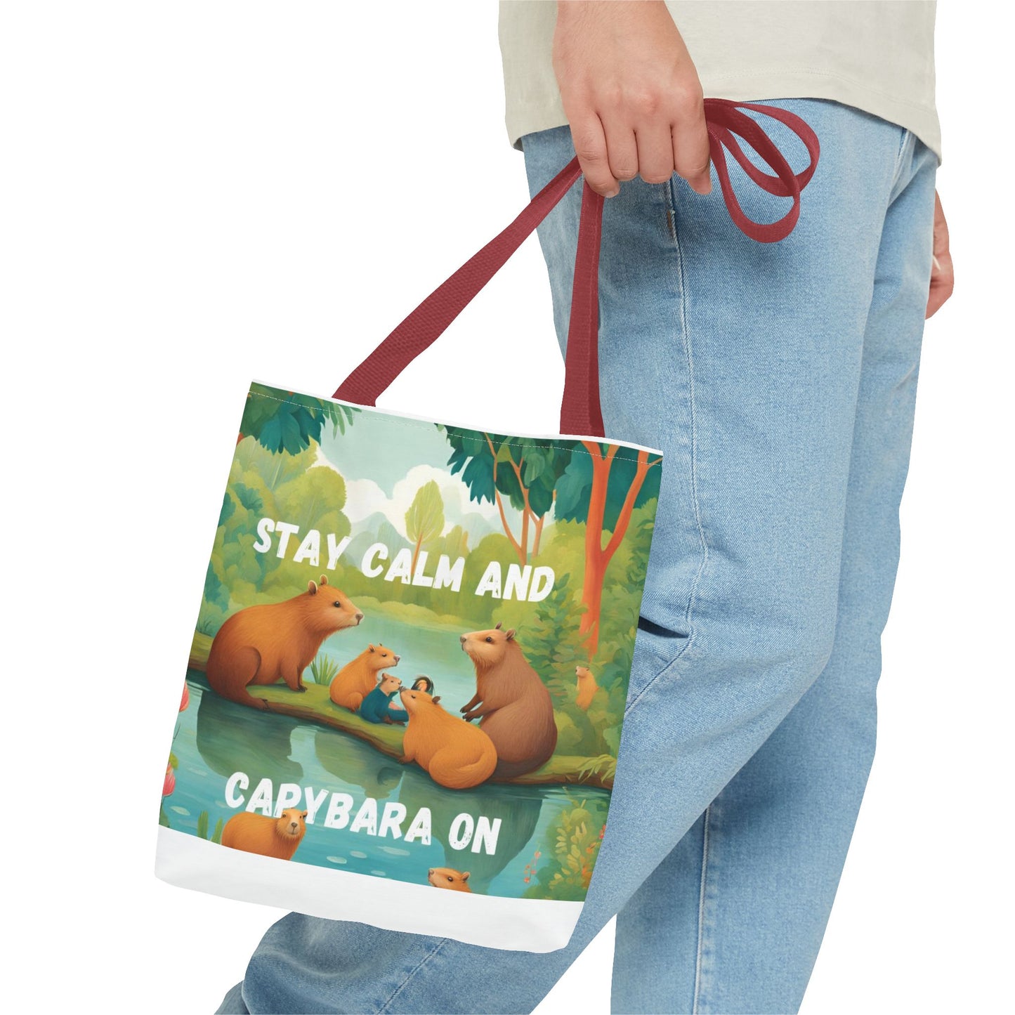 Stay Calm and Capybara On Tote Bag
