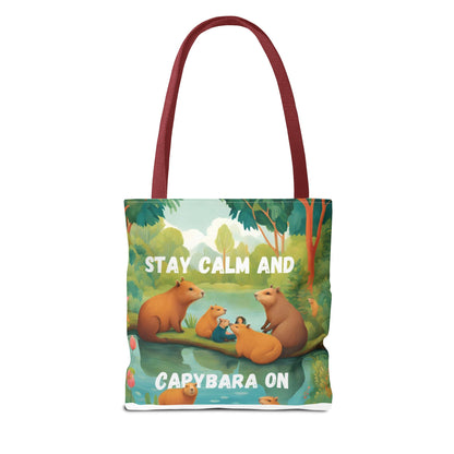 Stay Calm and Capybara On Tote Bag