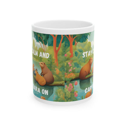 Stay Calm and Capybara On Ceramic Mug (11oz, 15oz)