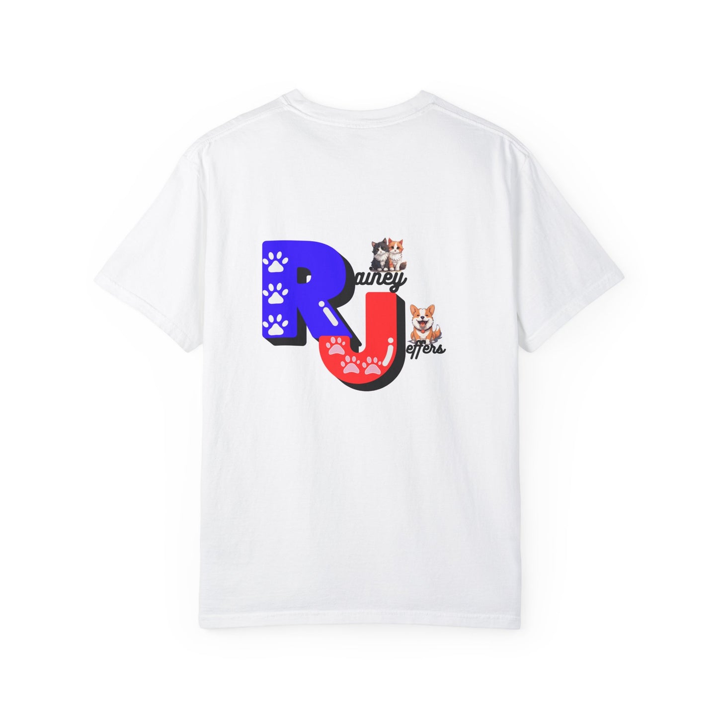 Unisex Garment-Dyed Tee with Heart & Paw Print Design